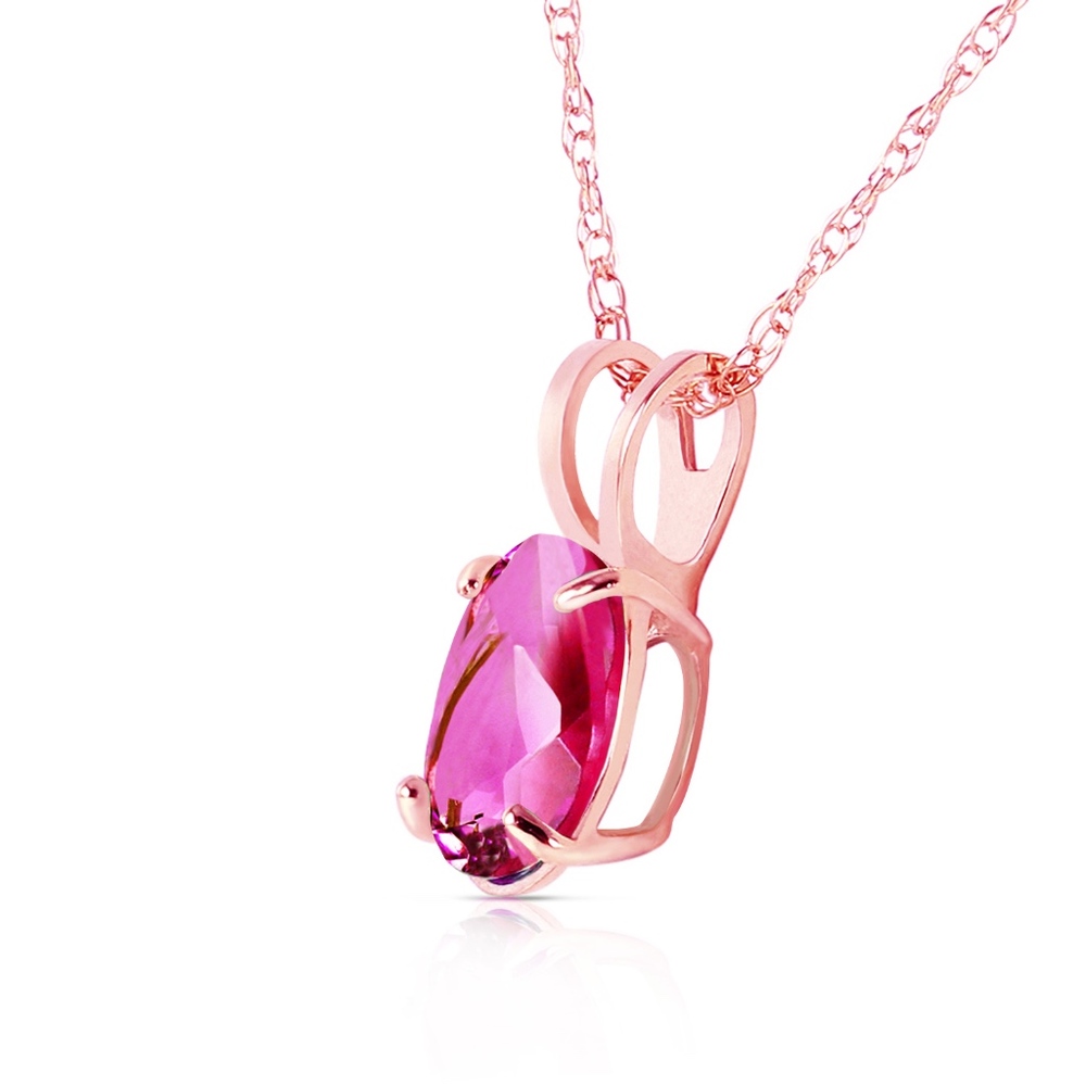 14K. SOLID GOLD NECKLACE WITH NATURAL PINK TOPAZ
